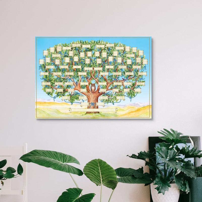 Family Tree Print - เติมต้นไม้ครอบครัวแผนภูมิ 6 รุ่นบรรพบุรุษโปสเตอร์ลําดับวงศ์ตระกูล Wall Art Decor