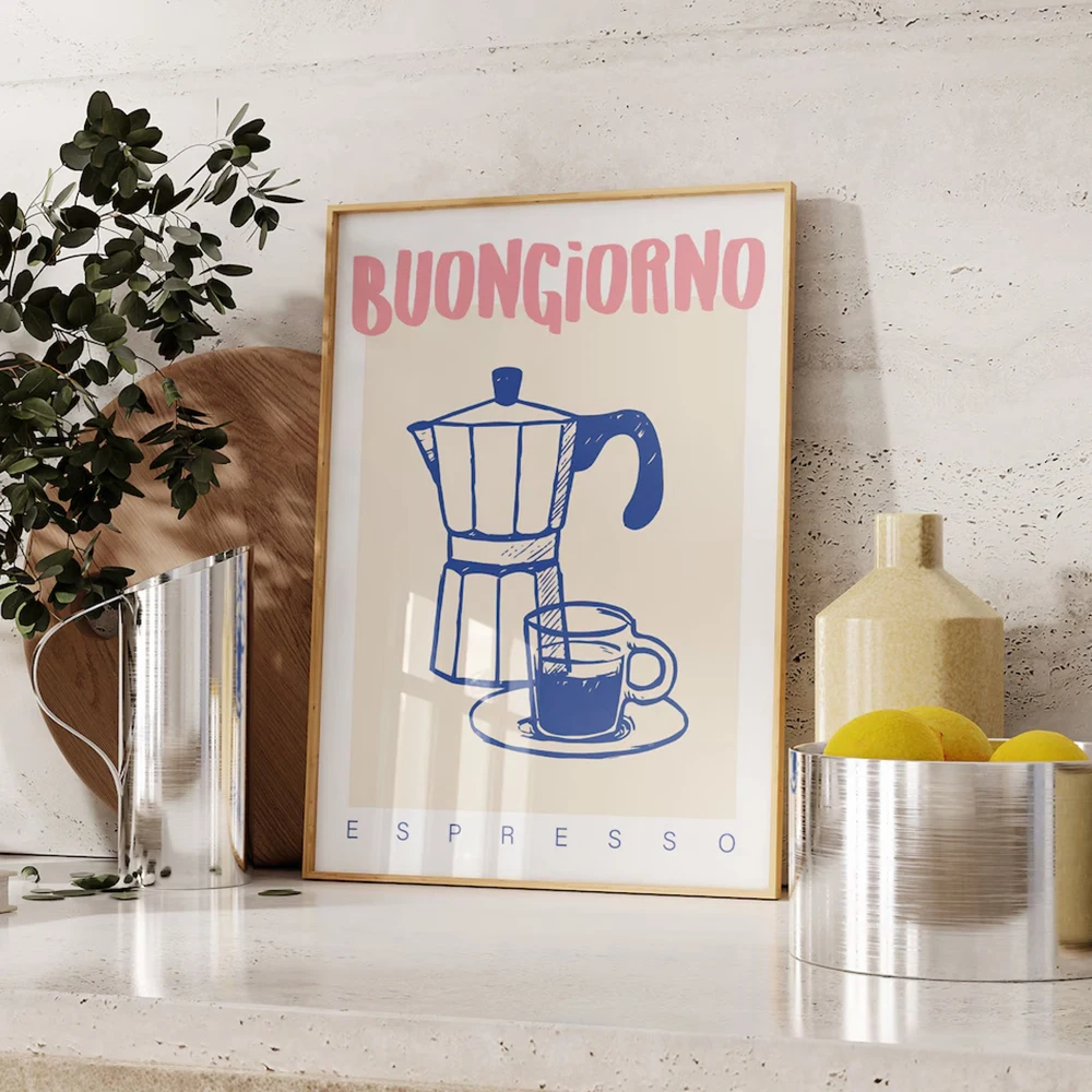 Custom Map Poster - โมเดิร์นกาแฟ Espresso Wall Art พิมพ์อินเทรนด์ Retro