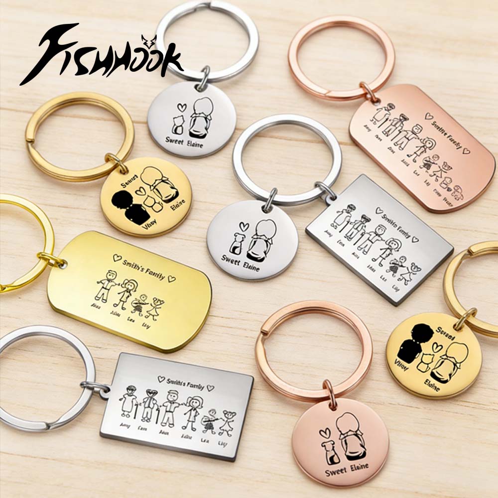 Initial Ring Custom - พวงกุญแจส่วนตัวสำหรับครอบครัว แกะสลักชื่อได้ วัสดุสแตนเลส ของขวัญสำหรับคุณพ่อคุณแม่ ผู้หญิง ผู้ชาย