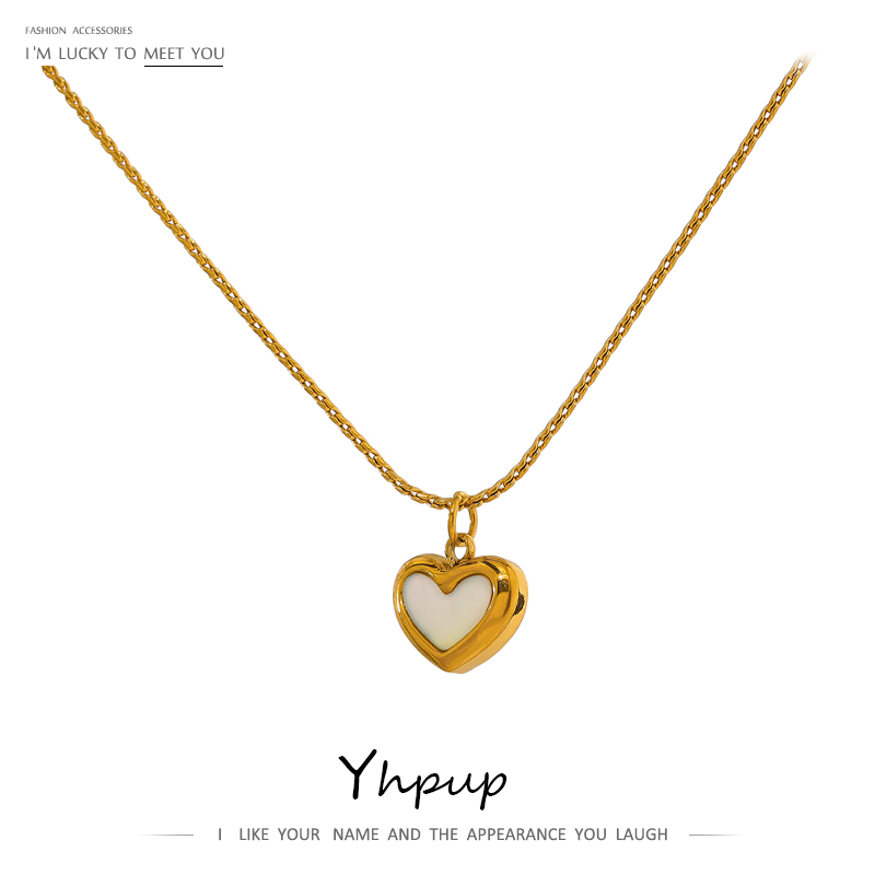 Birth Flower Necklace - Yhpup น่ารักหัวใจเปลือกหอยธรรมชาติสร้อยคอจี้ 18 K สแตนเลสสตีลสร้อยคอสร้อยคอของขวัญเครื่องประดับ бирия