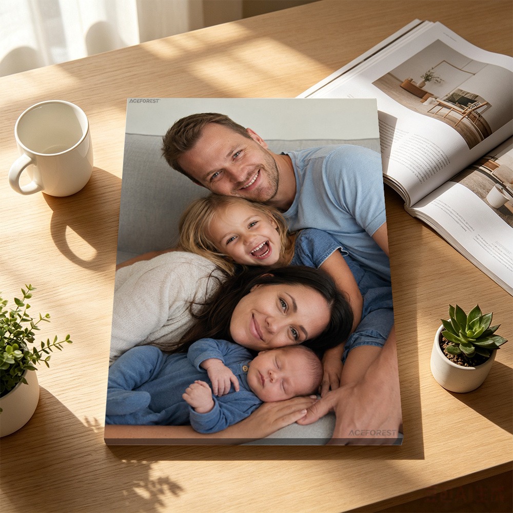 Engraved Wood Frame - ภาพพิมพ์บนผ้าแคนวาส 2D แบบปรับแต่งได้พร้อมกรอบไม้ ภาพครอบครัวหรือคู่รักแบบกำหนดเอง พิมพ์เงา ตกแต่งผนังภายในบ้าน