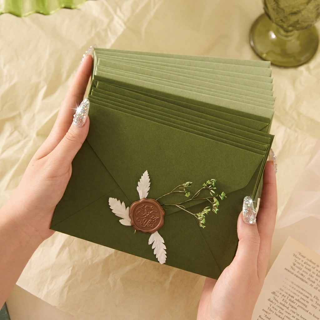 ซองจดหมายอะโวคาโดสีเขียวมะกอก  - Wax Seal Letter Kit บทวิจารณ์และราคา