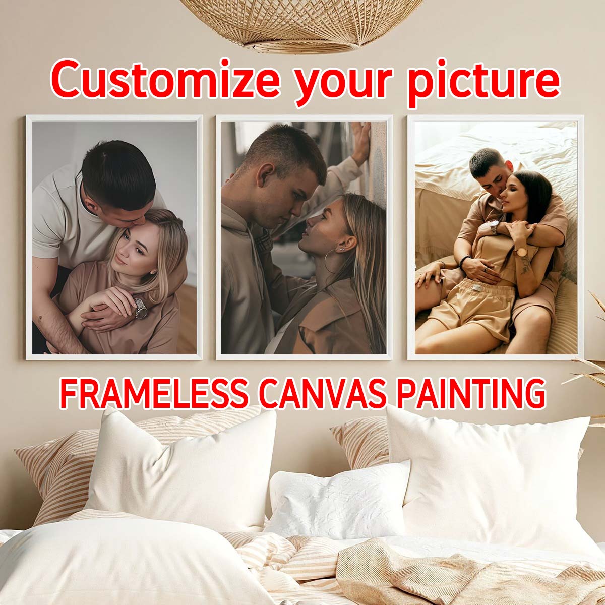 ภาพสามชิ้น - ภาพวาดสีน้ำมันแบบ - Engraved Wood Frame บทวิจารณ์และราคา